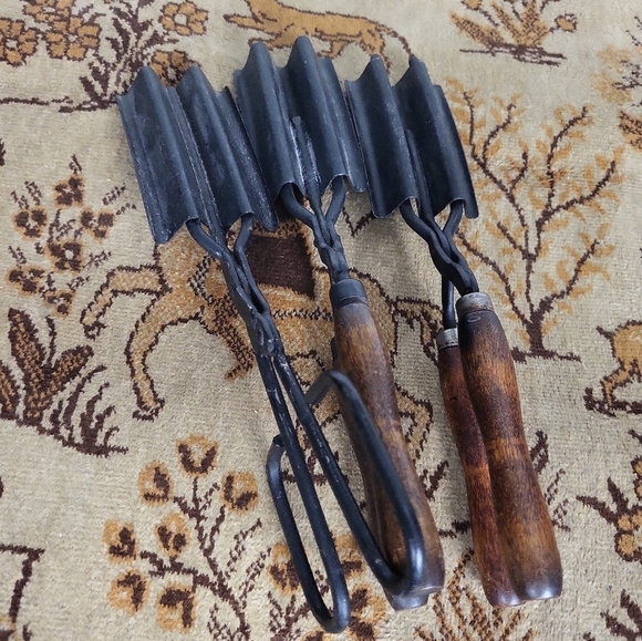 Vintage Other - Antique Hair Crimper Metal with Wooden Handles - Set of 3